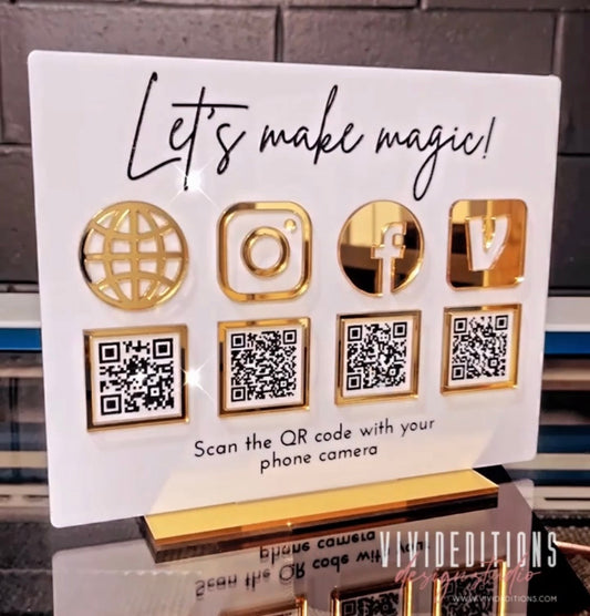 Multi (4) QR Code Business Social Media Sign