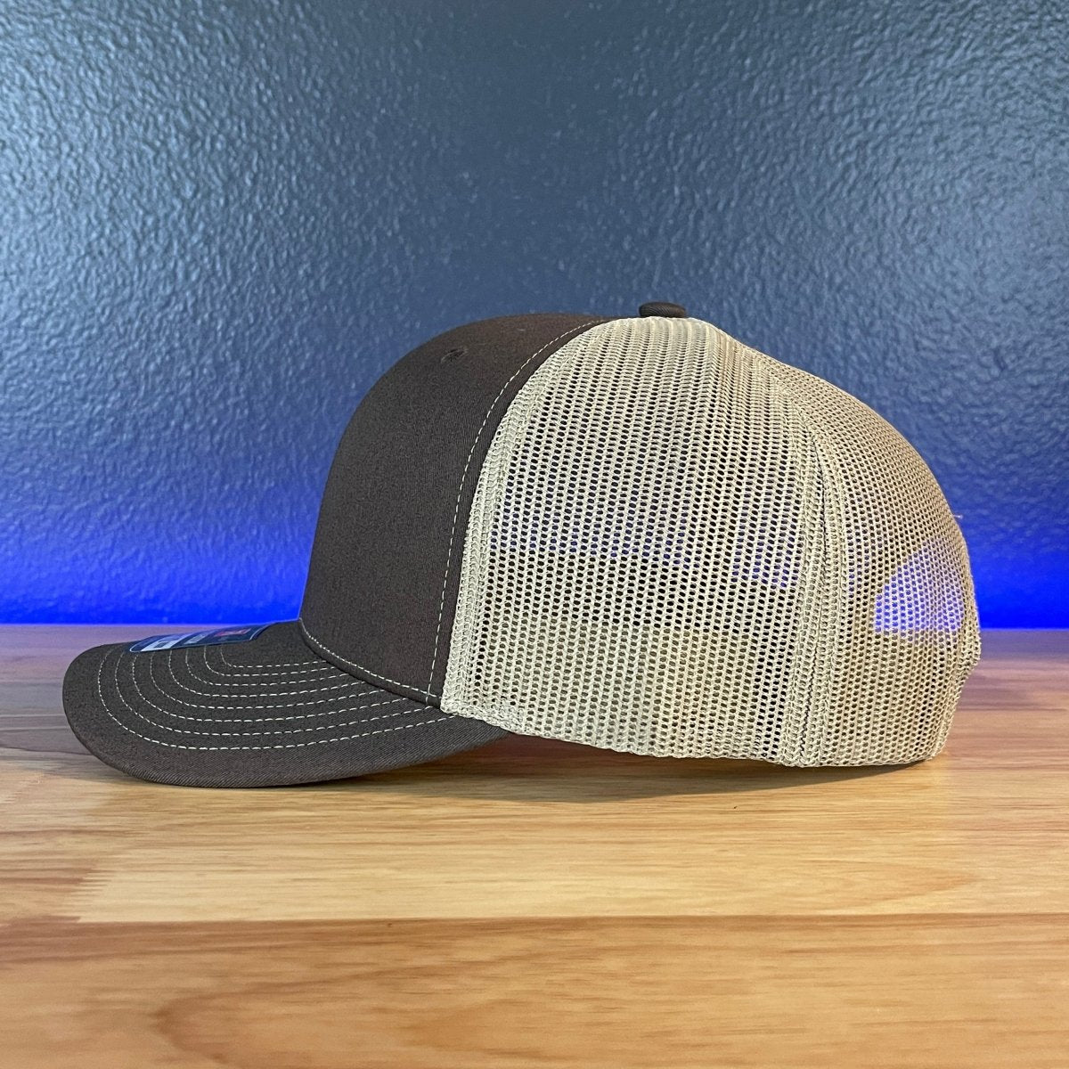 American Flag Man Of God Cross Christian SnapBack Trucker Hat Leather Patch