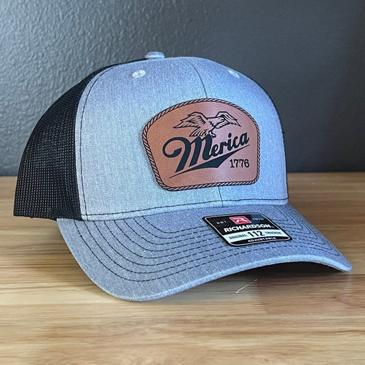 Merica 1776 Eagle Patriotic Leather Patch Hat Patch Hat
