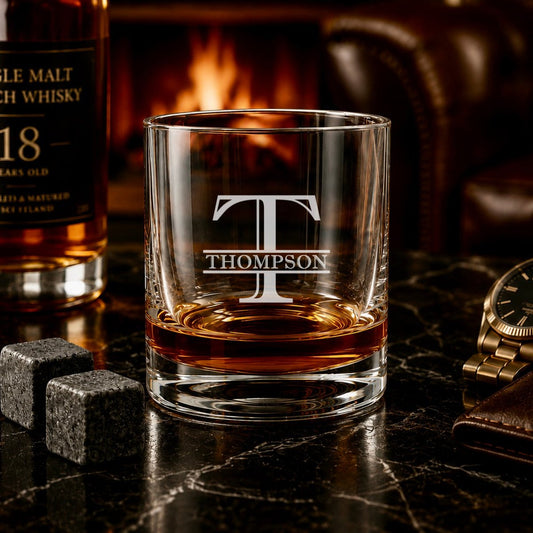 Personalized Split Monogram Whiskey Glass - Hollow Point Society - Whiskey Glass