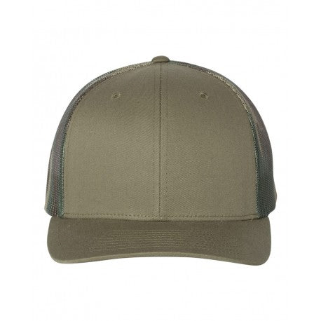 Fishing Duck Hunting American Flag Patriotic Leather Patch Hat Green/Camo