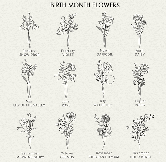 Birth Month Flower Personalized Engraved Leather Journal - VividEditions