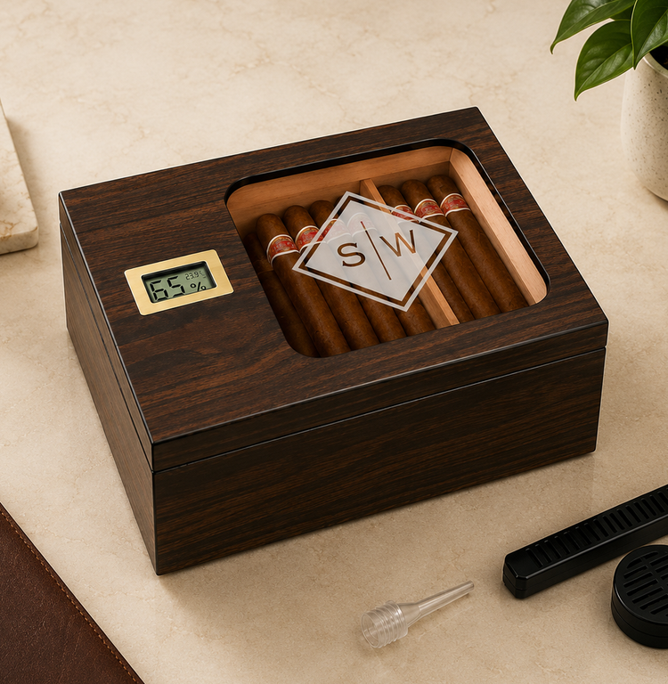 Personalized Cigar Humidor Engraved Gift For Him, Groomsman, Anniversary, Birthday Gift
