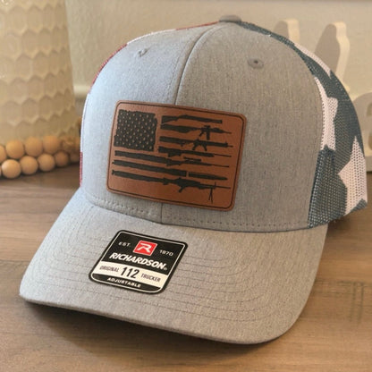 2nd Amendment Flag Leather Patch Hat Stars & Stripes Patch Hat - VividEditions