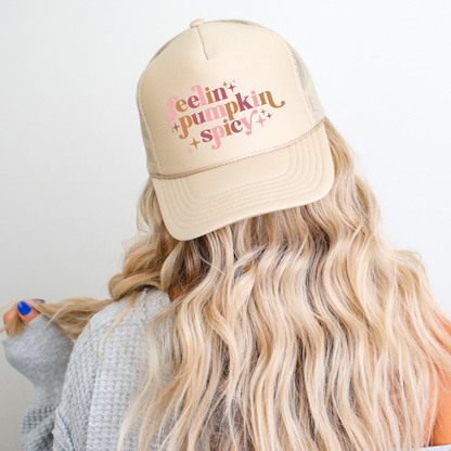 Feeling Pumpkin Spicy Classic Foam Trucker Hat Khaki Trucker Hat