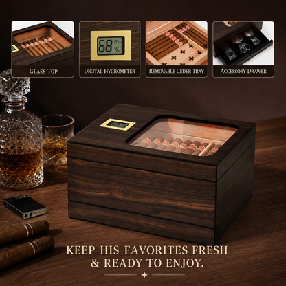 Custom Logo Cigar Humidor with Digital Hygrometer
