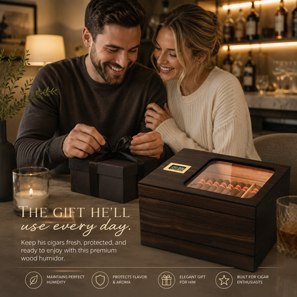 Custom Logo Cigar Humidor with Digital Hygrometer