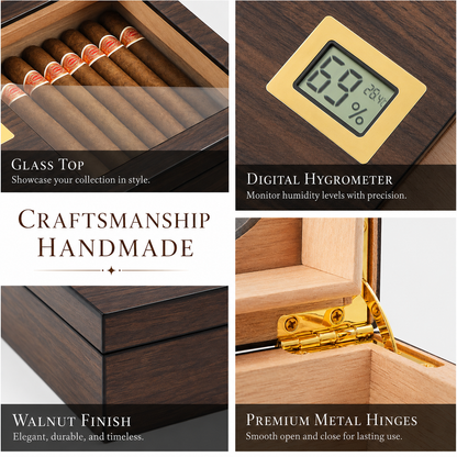 Custom Logo Cigar Humidor with Digital Hygrometer