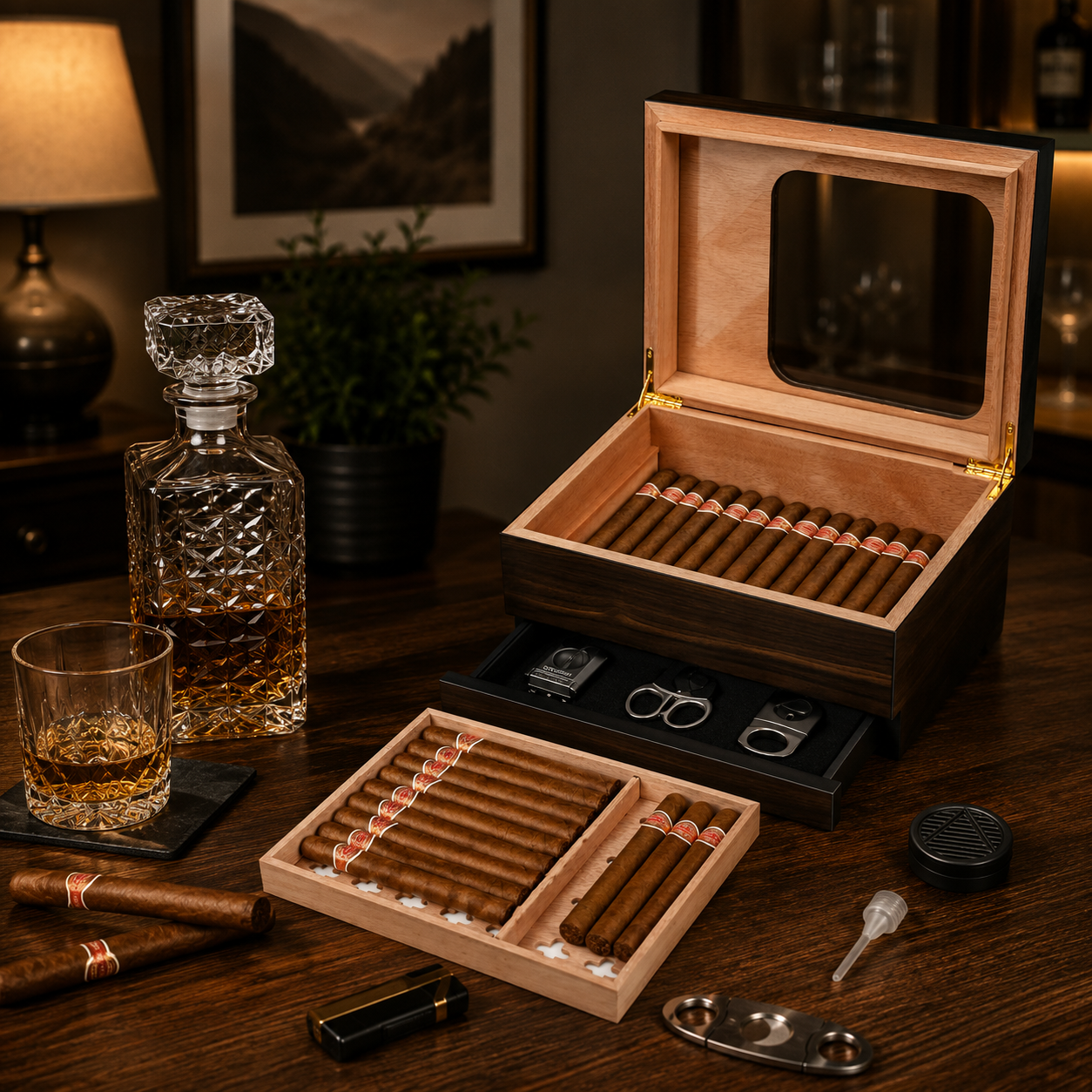 Custom Logo Cigar Humidor with Digital Hygrometer