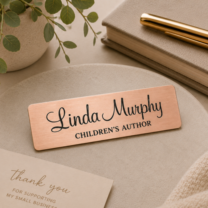 Custom Laser Engraved Rectangular Name Tag Badge - Magnetic