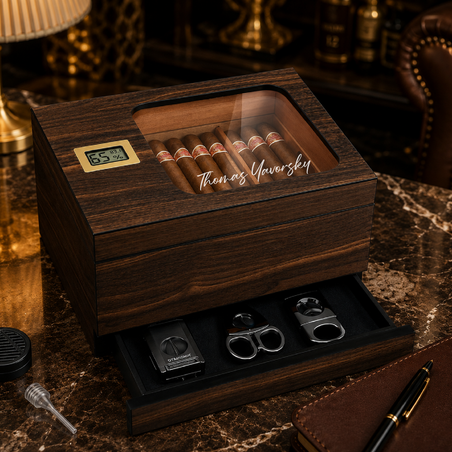 Personalized Signature Cigar Humidor | Engraved Cigar Box