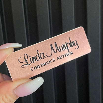 Custom Laser Engraved Rectangular Name Tag Badge - Magnetic