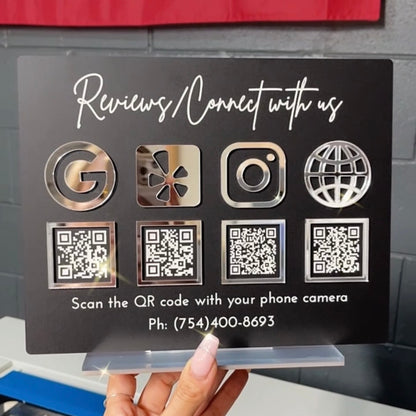 Multi (4) QR Code Business Social Media Sign