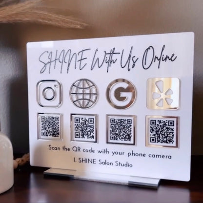 Multi (4) QR Code Business Social Media Sign