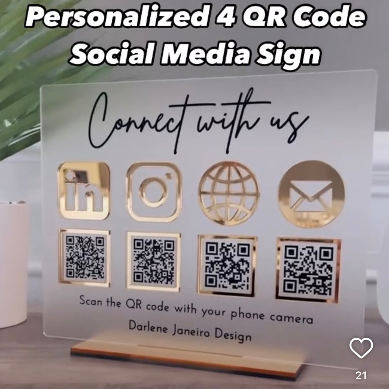 Multi (4) QR Code Business Social Media Sign