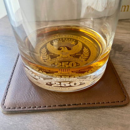 United States 250th Anniversary Engraved Rocks Whiskey Glass, USA Patriotic Gift For Him