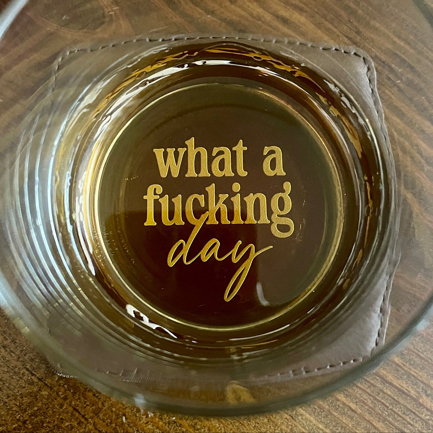 Custom Engraved 11oz Whiskey Glass – “What a F*cking Day” Funny Whiskey Rocks Glass for Men, Groomsmen, or Boss Gift