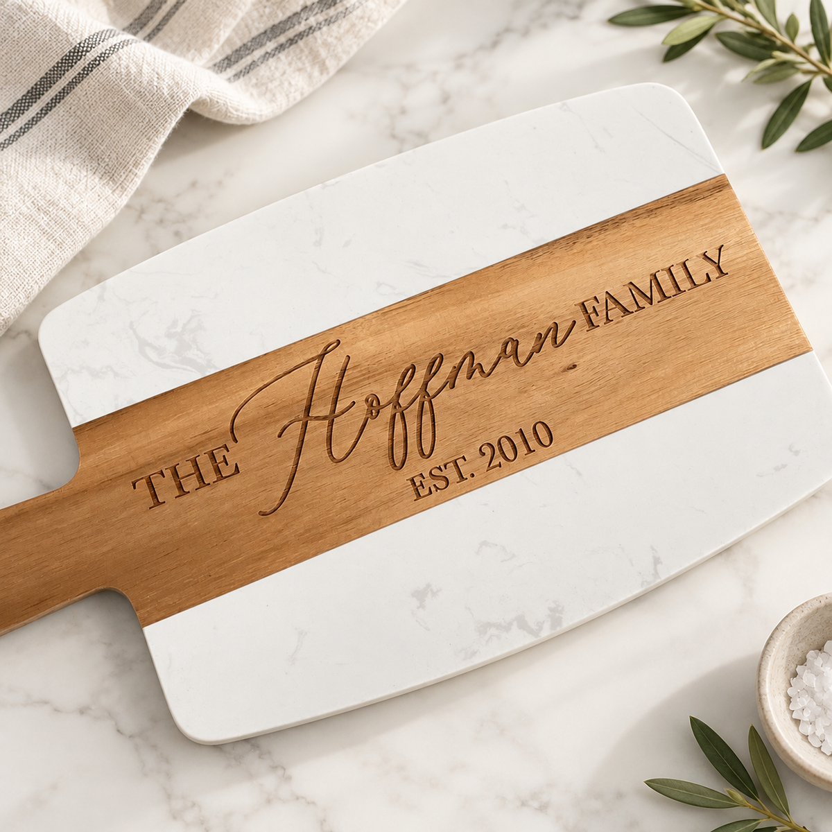 Marble + Acacia Wood Serving / Charcuterie Board (6 design options)