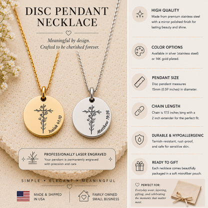 Personalized Floral Cross Necklace with Bible Verse