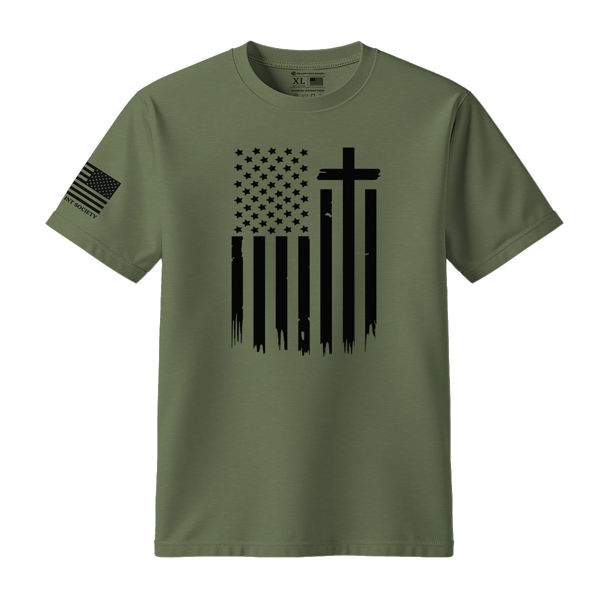 American Flag Cross T-Shirt - Hollow Point Society - T-Shirt