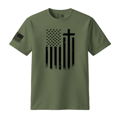 American Flag Cross T-Shirt - Hollow Point Society - T-Shirt
