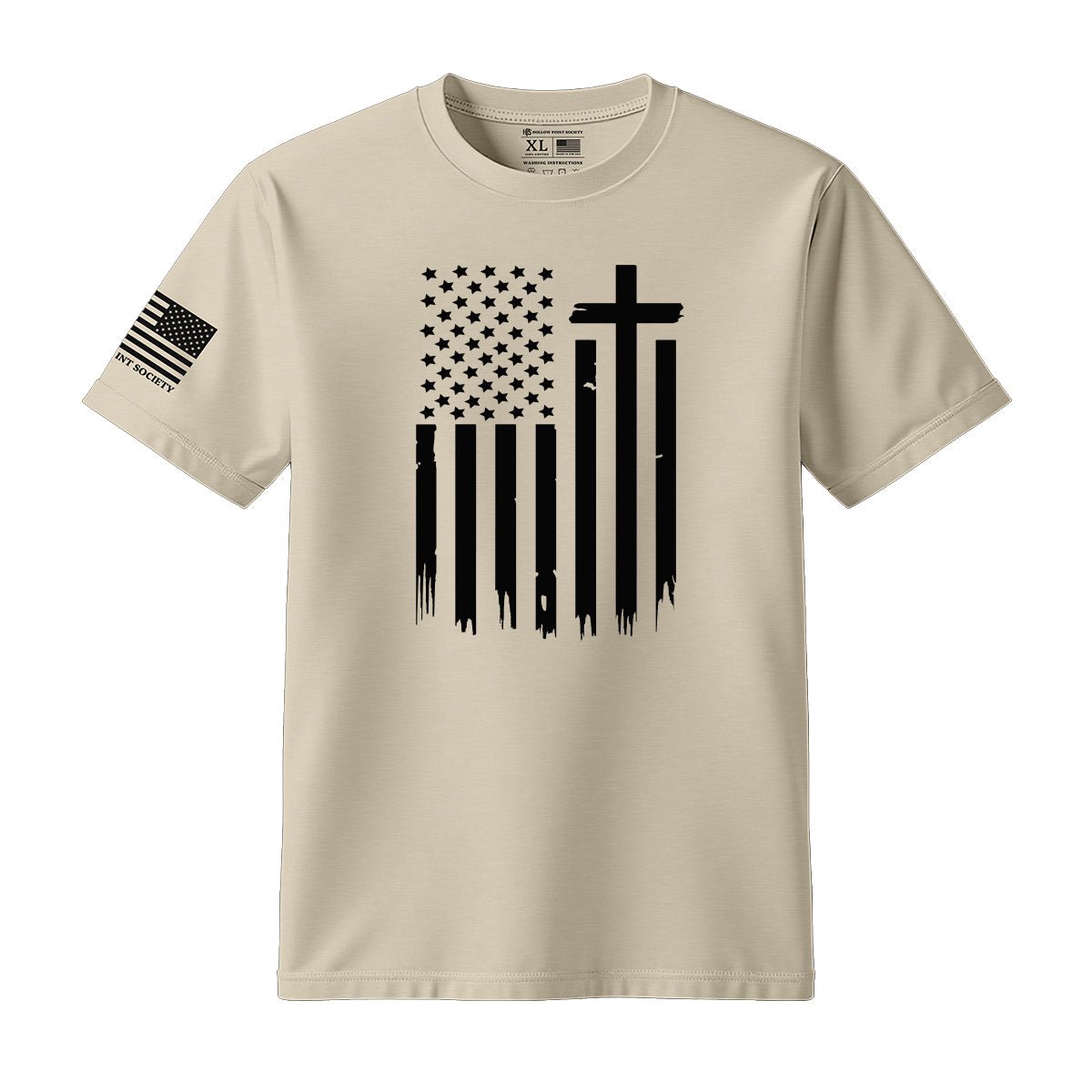 American Flag Cross T-Shirt - Hollow Point Society - T-Shirt