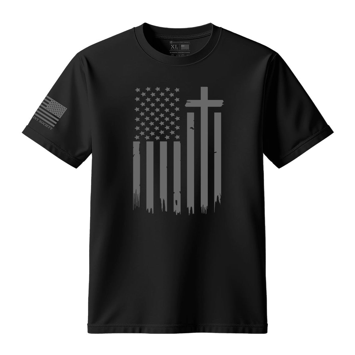 American Flag Cross T-Shirt - Hollow Point Society - T-Shirt