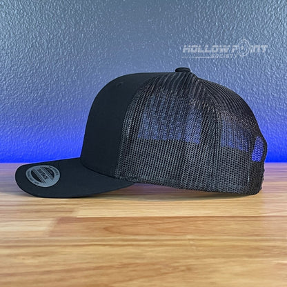 American Flag Patriotic SnapBack Trucker Hat Blk/Silv Leather Patch Black Patch Hat - VividEditions