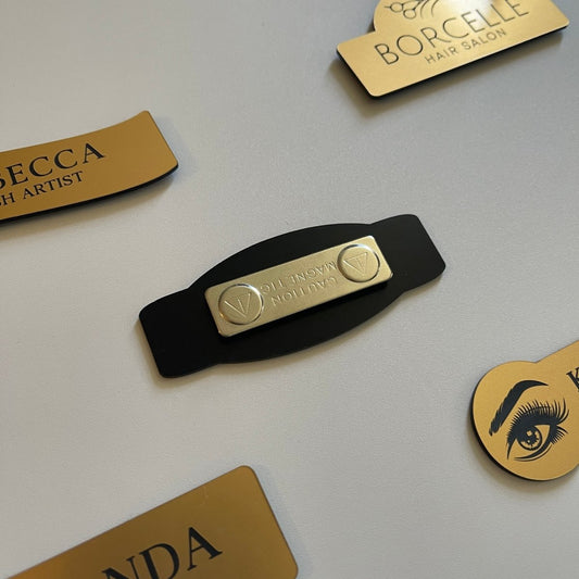 Custom Laser Engraved Oval Name Tag Badge - Magnetic Name Tag - VividEditions
