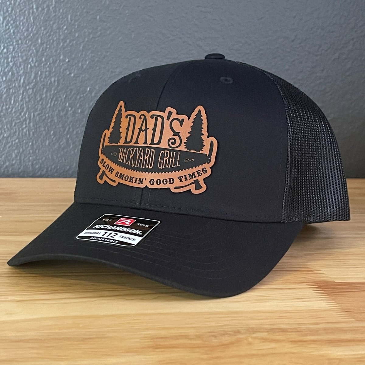 Dad's Backyard Grill BBQ Patch SnapBack Trucker Hat Black Patch Hat