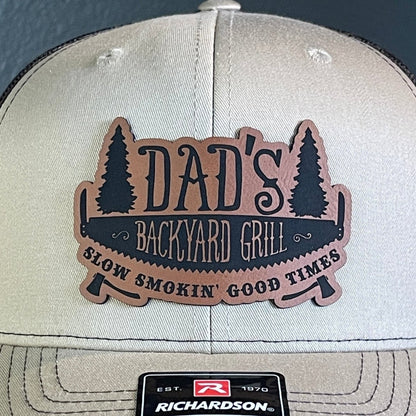 Dad's Backyard Grill BBQ Patch SnapBack Trucker Hat Khaki Patch Hat