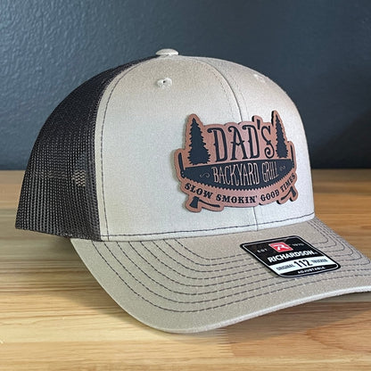 Dad's Backyard Grill BBQ Patch SnapBack Trucker Hat Khaki Patch Hat