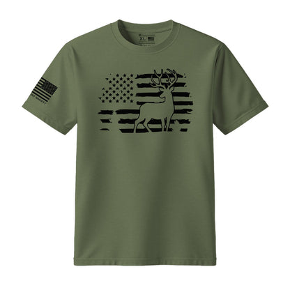 Deer Hunting American Flag T-Shirt - Hollow Point Society - T-Shirt
