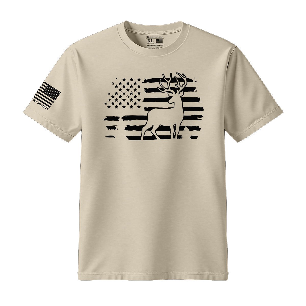 Deer Hunting American Flag T-Shirt - Hollow Point Society - T-Shirt