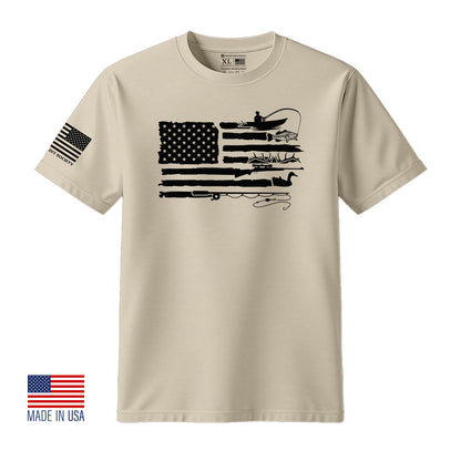 Fishing Hunting American Flag T-Shirt