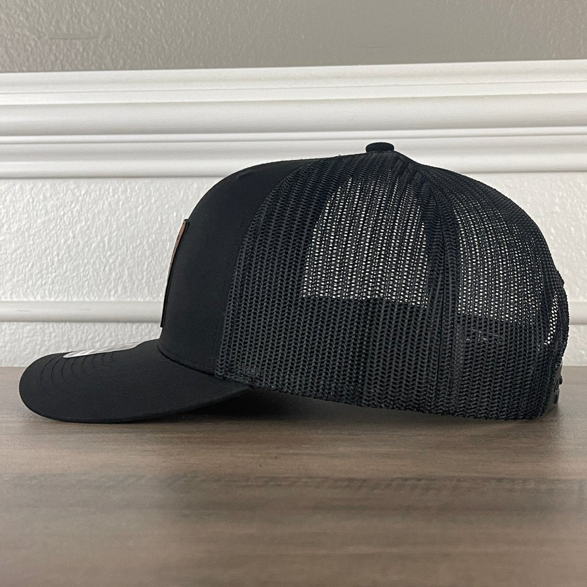 Eagle American Flag Patriotic Leather Patch Hat Black Patch Hat - VividEditions