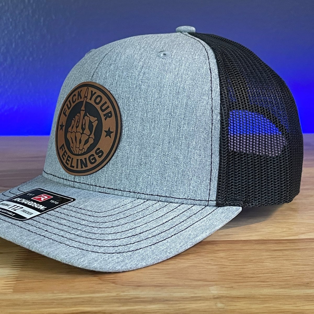 F YOUR FEELINGS SKELETON HAND Leather Patch Hat Patch Hat