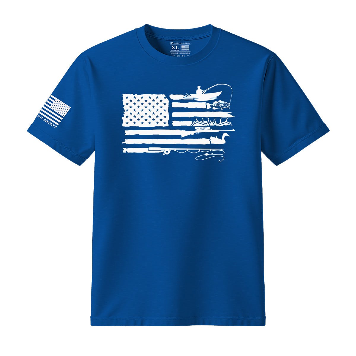 Fishing Hunting American Flag T-Shirt - Hollow Point Society - T-Shirt