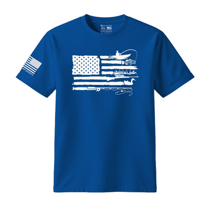 Fishing Hunting American Flag T-Shirt - Hollow Point Society - T-Shirt