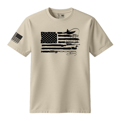 Fishing Hunting American Flag T-Shirt - Hollow Point Society - T-Shirt