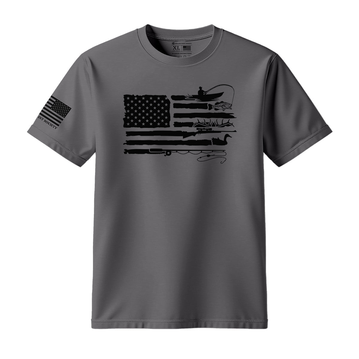 Fishing Hunting American Flag T-Shirt - Hollow Point Society - T-Shirt