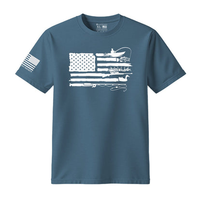 Fishing Hunting American Flag T-Shirt - Hollow Point Society - T-Shirt