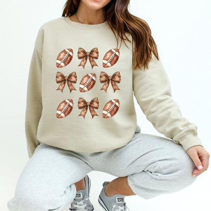 Football Bow Pattern Sweatshirt Coquette Sweater Sweater