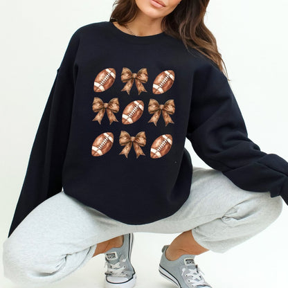 Football Bow Pattern Sweatshirt Coquette Sweater Sweater