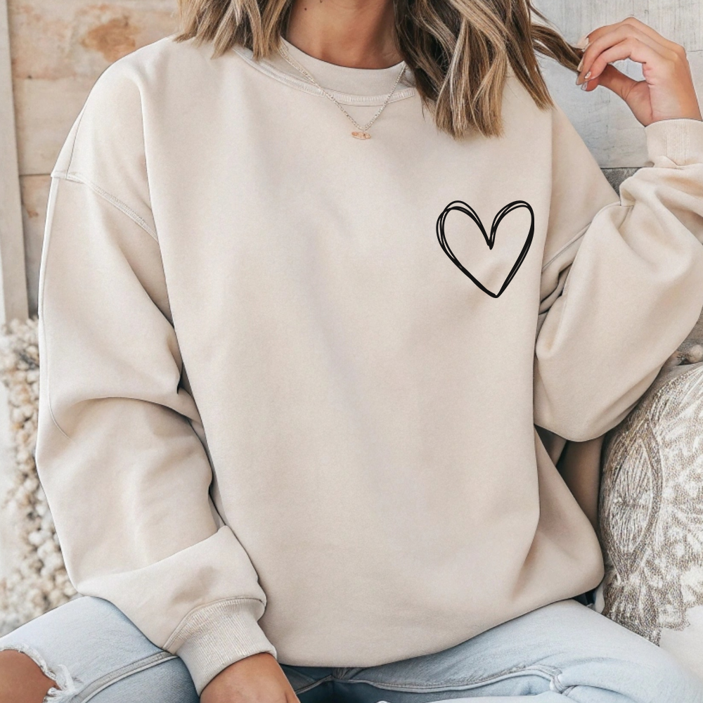 Valentine’s Day Sweatshirt for Women, Simple Heart Sweater
