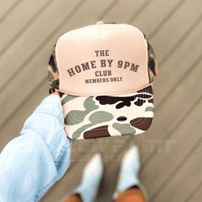 Home By 9pm Club Funny Classic Foam Trucker Hat for Women Trucker Hat