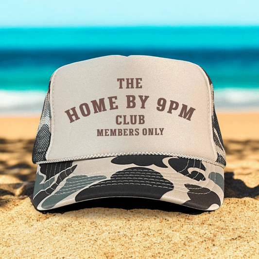 Home By 9pm Club Funny Classic Foam Trucker Hat for Women Trucker Hat