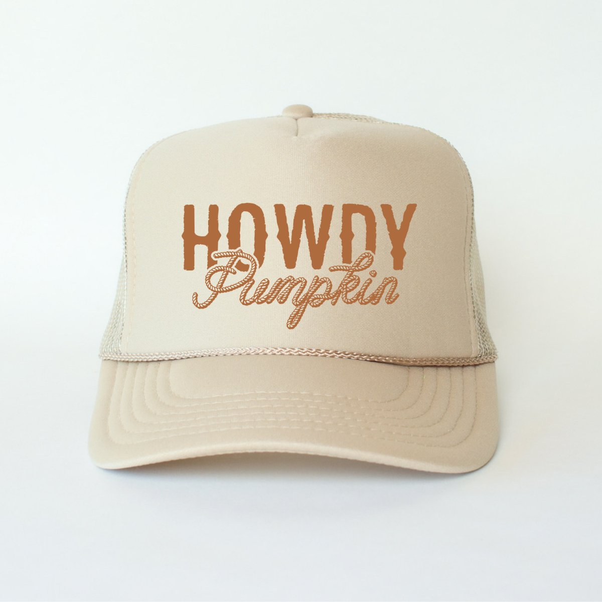 Howdy Pumpkin Classic Foam Trucker Hat Khaki Trucker Hat