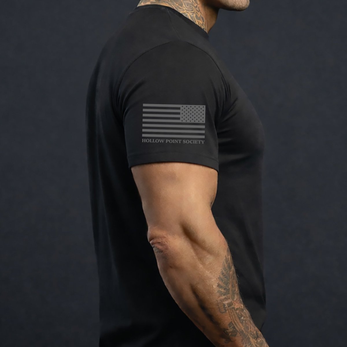 HPS Everyday Classics American Flag Sleeve T-Shirt - Hollow Point Society - T-Shirt
