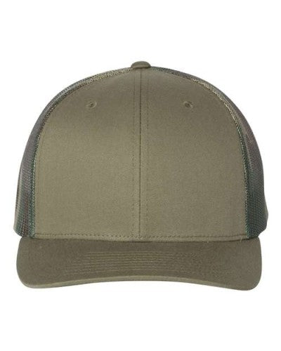 Black MAGA American Flag Patriotic Leather Patch SnapBack Trucker Hat Green/Camo
